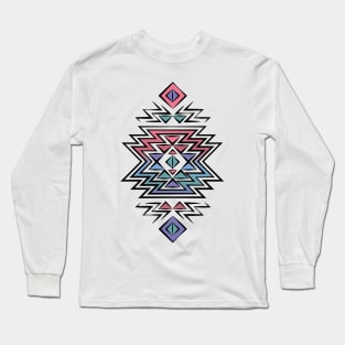 Vintage Pattern design purple green and pink Long Sleeve T-Shirt